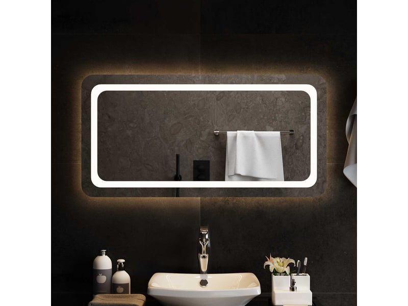 Miroir de salle de bain, miroir de toilette led avec miroir transparent 100 x 50 cm cf62554 - Conforama C