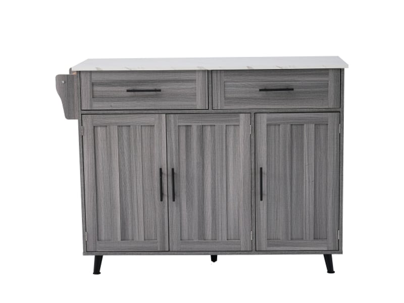  Desserte 3 portes 2 tiroirs coloris gris mdf desserte gris - Conforama A