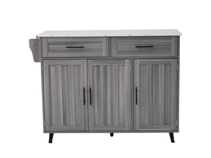 Desserte 3 portes 2 tiroirs coloris gris mdf
