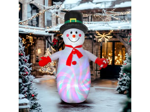Bonhomme de neige gonflable de noël, 240 cm, décoration gonflables de noël avec lumières led, 177x78x240cm, multicolore