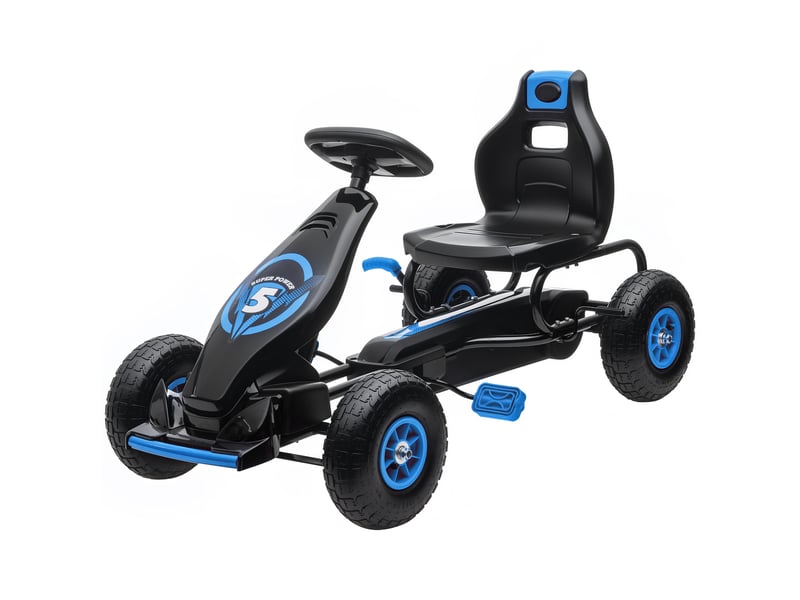  Kart à pédales pour enfant siège réglable 3 positions frein à main enfant de 5 à 12 ans bleu noir  - Conforama B