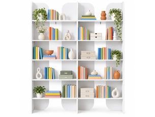 Bibliotheque coloris  blanc 5 étagère(s) WISHDOR  - 25 cm x 160 cm