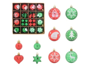 Ensemble de boules de noël 40 pcs rouge et vert ø 6 cm plastique