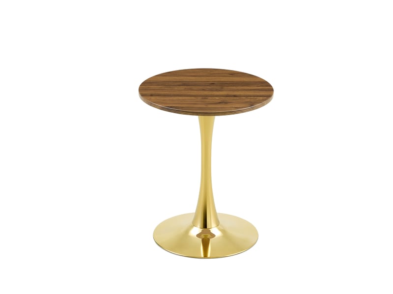  Table d’appoint ronde avec pied central stable - lpospi - style mid-century, plateau épais, mdf et métal noyer et or ø60 × h72 cm  - Conforama A