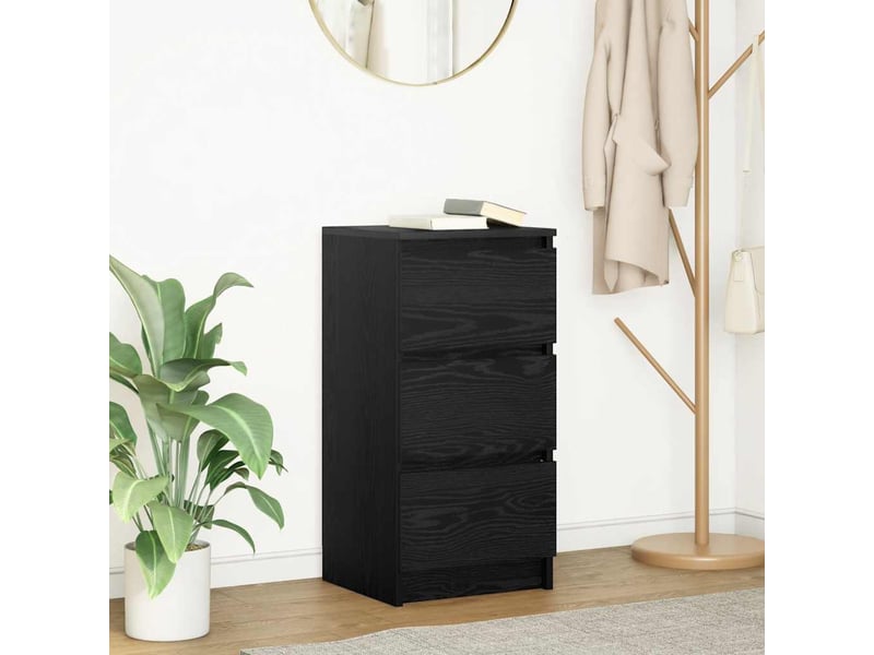  Buffet - bahut - meuble de rangement chêne noir 37,5x35x76 cm bois d'ingénierie  - Conforama B