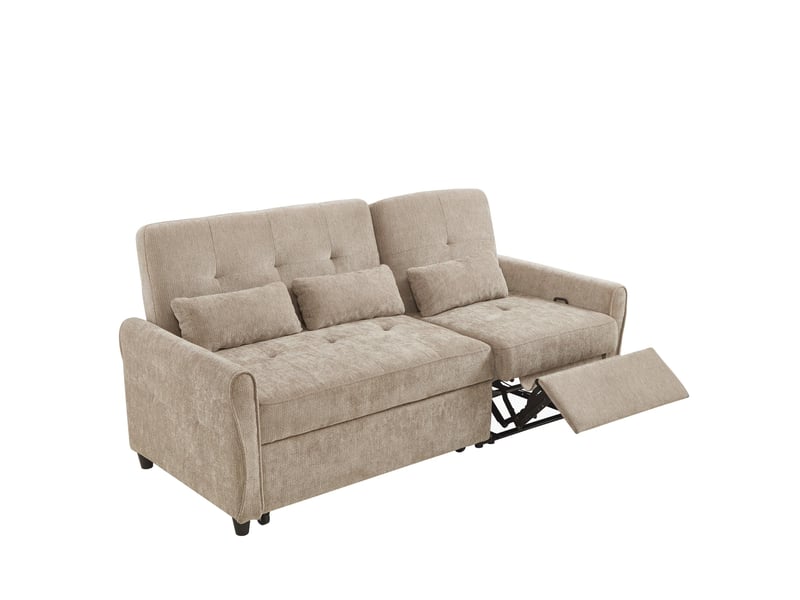  Canapé-lit 3 places modenvie convertible en chenille marron 176 x 148 x 83 cm  - Conforama A