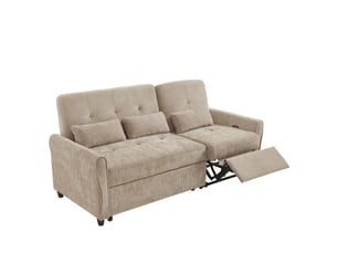 Canapé droit convertible MODENVIE  3 places Tissu marron