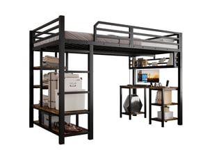 Lit mezzanine 120x200 cm <strong>NAHILIMI</strong>  <strong></strong> coloris noir