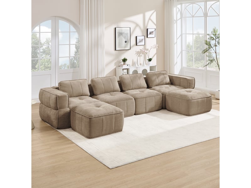  Canapé modulable, canapé 4 places, pour salon, en tissu, pour intérieur, mobilier pour espace de vie  - Conforama A