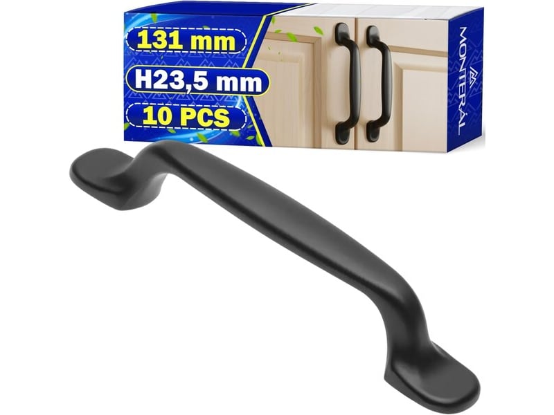 10 poignées de cuisine, 131 mm, noir mat - Conforama E