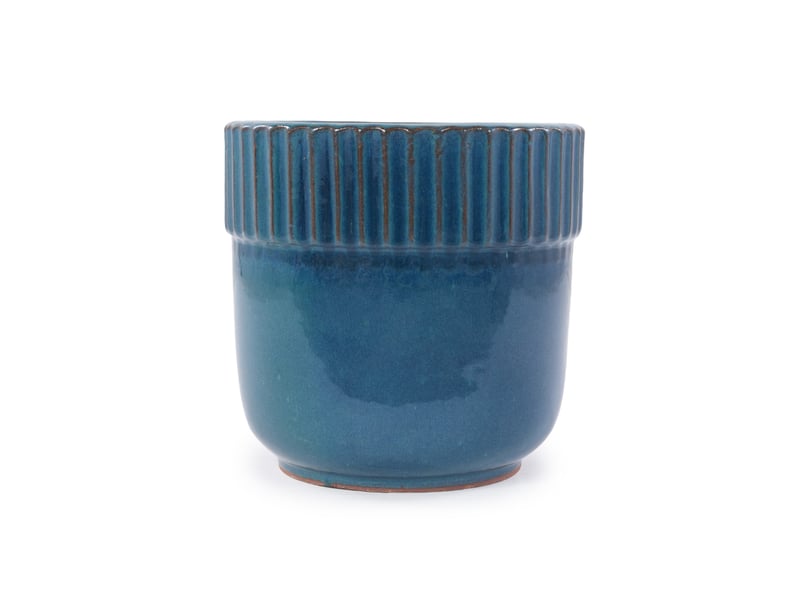  Pot de fleurs 38x38x36 cm en céramique brillant bleu turquoise  - Conforama B