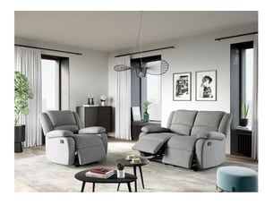 Canapé droit relax manuel LOUNGITUDE RELAXXO 2 + 1 places Microfibre gris