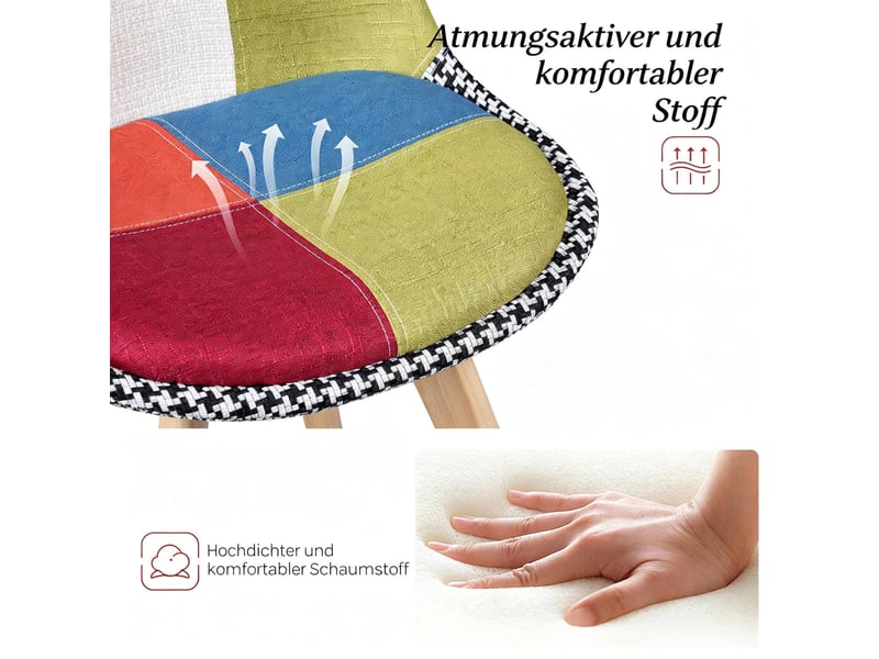 Lot de 4 chaises de salle à manger,56x47x81,5 cm,lin,multicolore - Conforama E