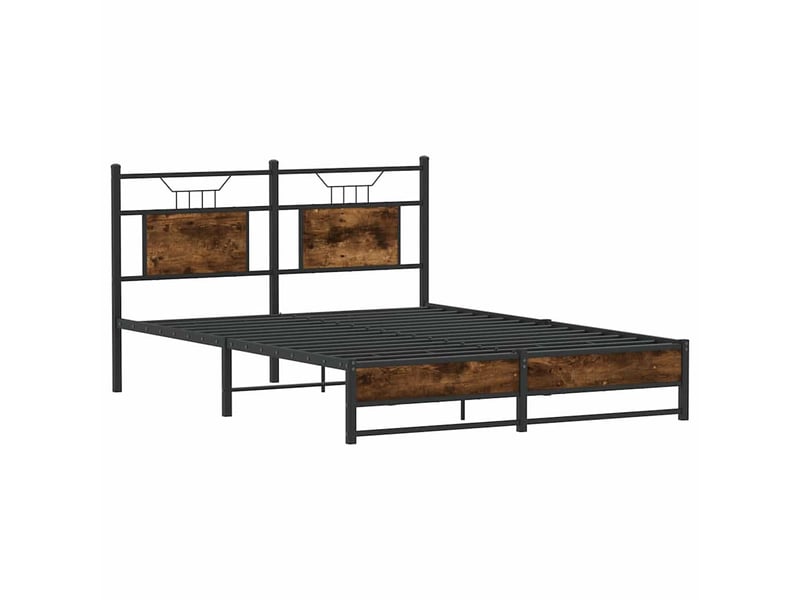  Lit double- lit adulte -  cadre de lit sans matelas chêne fumé 150x200 cm bois ingénierie  - Conforama B