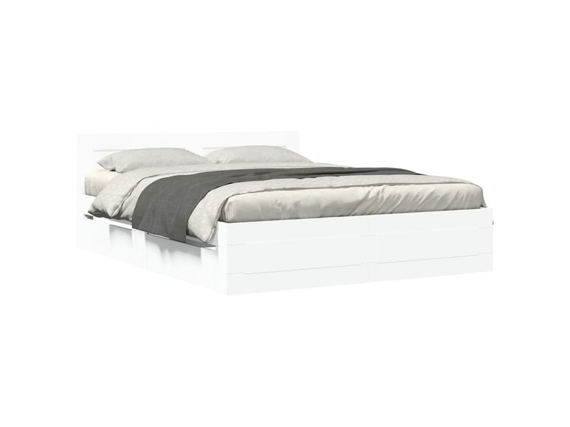 Lit double- lit adulte - cadre de lit avec tête de lit sans matelas blanc 150x200 cm - Conforama A