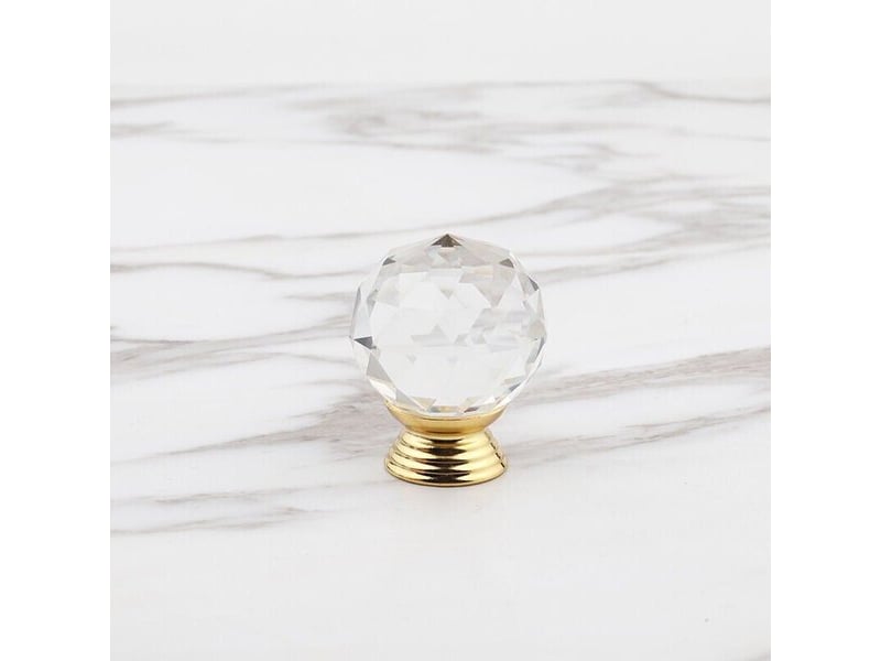  Set de 10 boutons ronds en verre doré de 30 mm, poignées en forme de manche pour la décoration de tiroirs  - Conforama E
