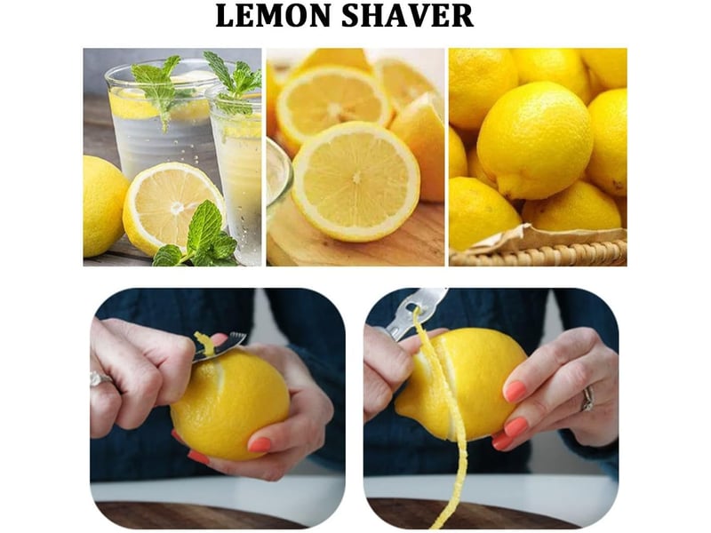  1 pièces epluche-citron en acier inoxydable 304 epluche-citron professionnel avec couteau à cannelle pour les cocktails, les citrons  - Conforama E