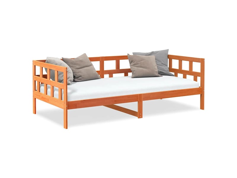  Lit simple- lit adulte -  lit de jour sans matelas  marron 80x200 cm bois pin massif  - Conforama C