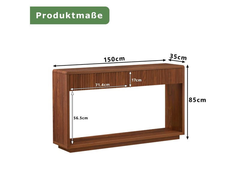  Console d’entrée moderne 150 cm noyer avec 2 tiroirs et étagère ouverte inférieure  - Conforama C