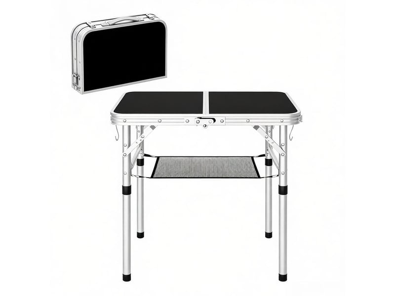 Table pliante extérieure multifonctionnelle, camping, filet rangement, hauteur réglable, plage  - Conforama A
