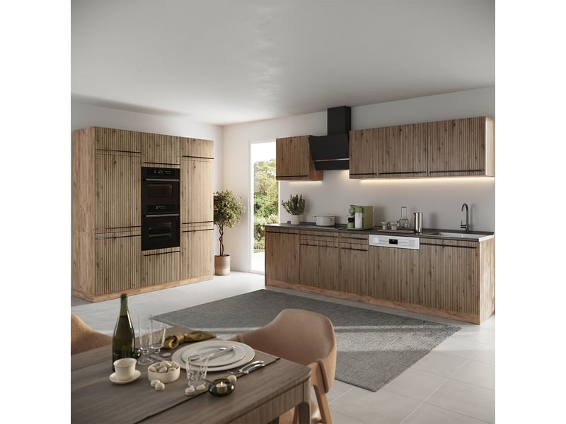  Vicco cuisine, chêne artisanchêne doré, 180cm sans plan de travail  - Conforama C