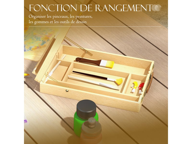  Chevalet de table en bois pour toile jusqu'à 61 cm bois de hêtre planche à dessin bois pliante naturel  - Conforama R