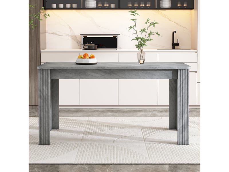  Table à manger rectangulaire 128x65cm style moderne effet béton, 4 pieds robustes, table bois chêne design contemporain pour salle à manger  - Conforama B