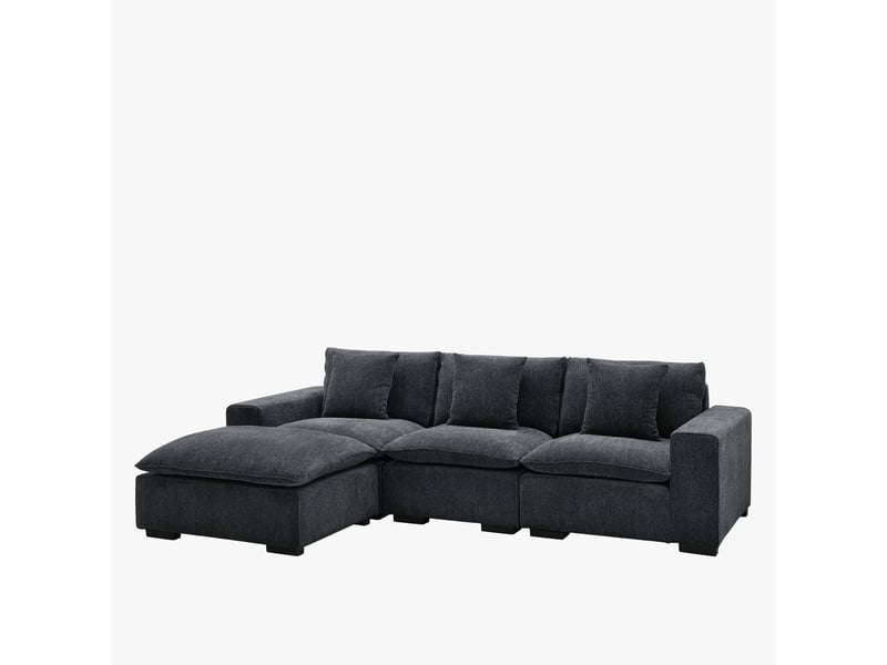  Canapé d'angle modulable et réversible en tissu gris foncé  - Conforama A