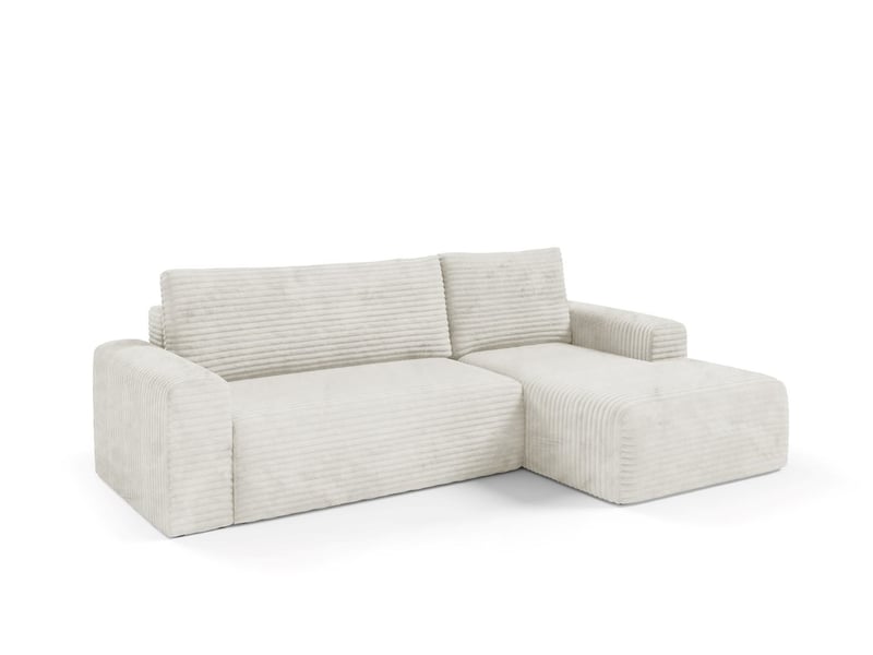 Canapé d'angle convertible en velours côtelé sontii creme - Conforama C