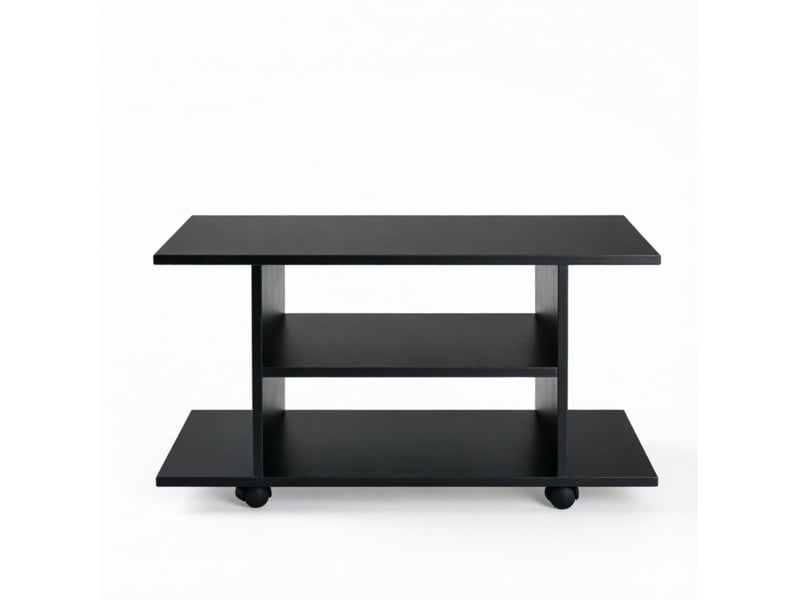 Banc tv mobile fonctionnel 80 x 40 x 40 cm – noir – rangements ouverts, 4 roulettes dont 2 verrouillables - Conforama A