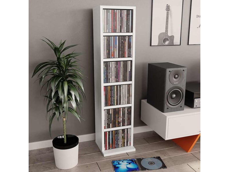  Petite bibliothèque, armoire à cd blanc 21x20x88 cm bois d'ingénierie  - Conforama B