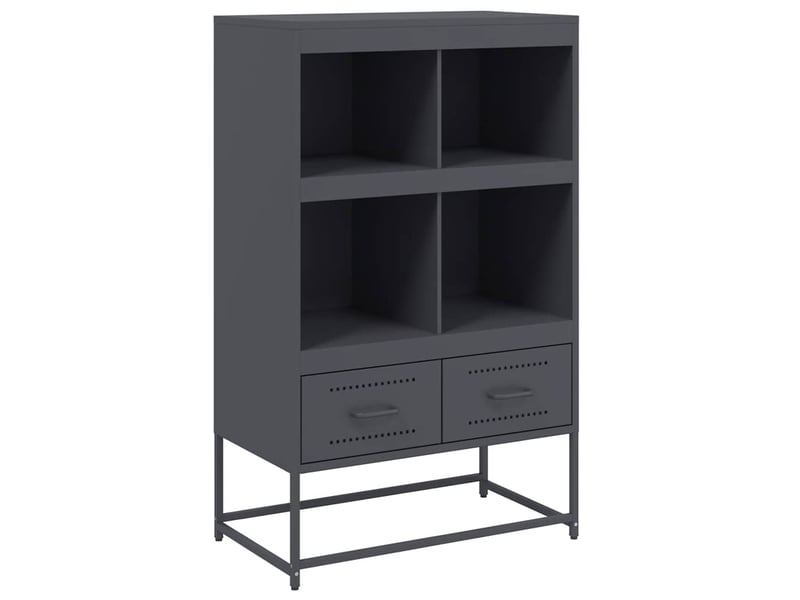 Buffet haut - bahut - meuble de rangement anthracite 68x39x111,5 cm acier  - Conforama A