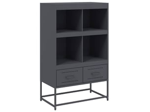 Buffet haut - bahut - meuble de rangement anthracite 68x39x111,5 cm acier