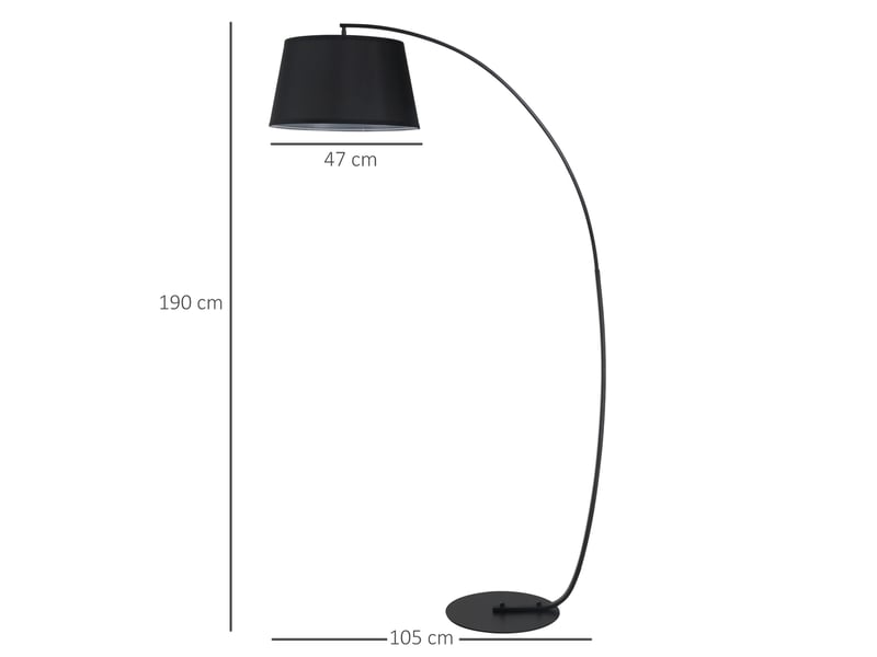  Lampadaire incurvé pour le salon – lampe arquée moderne en métal – lampadaire en métal et lin noir  - Conforama E