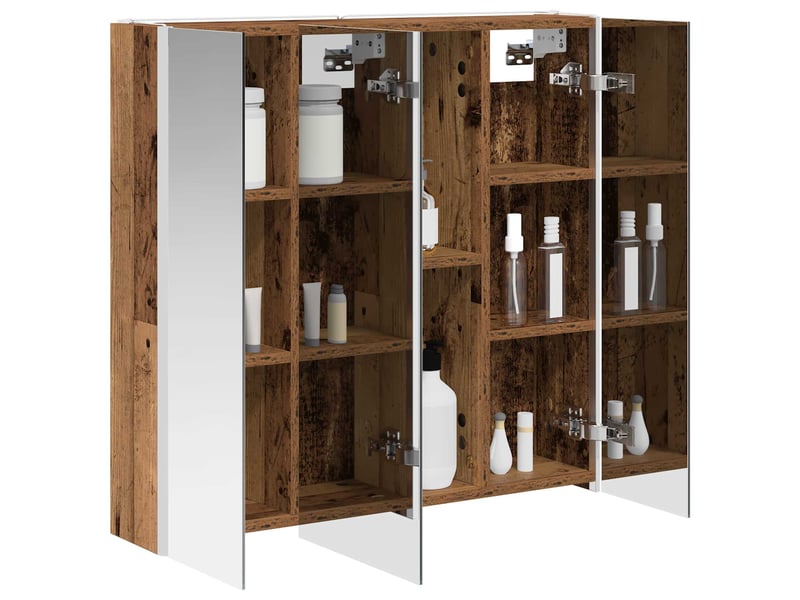 Armoire miroir salle de bain, meuble de rangement bois ancien 73.5x15.5x70 cm - Conforama C