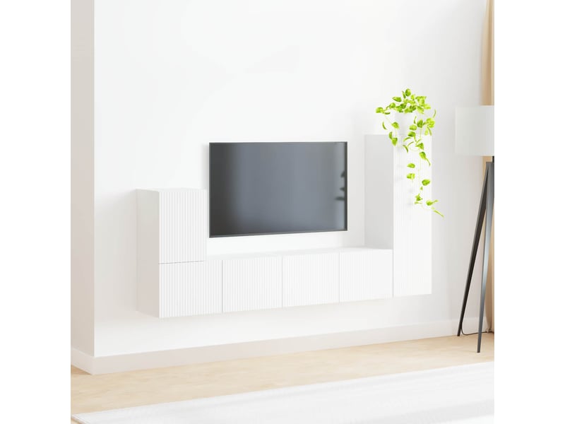  Ensemble meuble tv - banc tv - meuble de rangement 3 pcs blanc bois d'ingénierie  - Conforama D