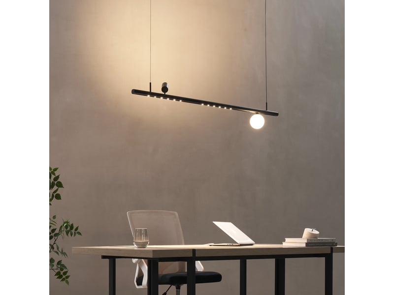 Suspension noire système magnétique un spot deux profilés et une boule en verre 22w led - lyne Lyne - Conforama C