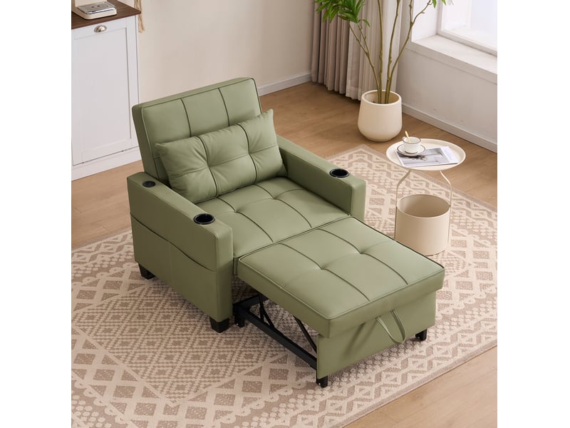  Fauteuil-lit modenvie convertible 3 en 1 vert avocat 87 x 74 x 84 cm avec usb et porte-gobelets  - Conforama D