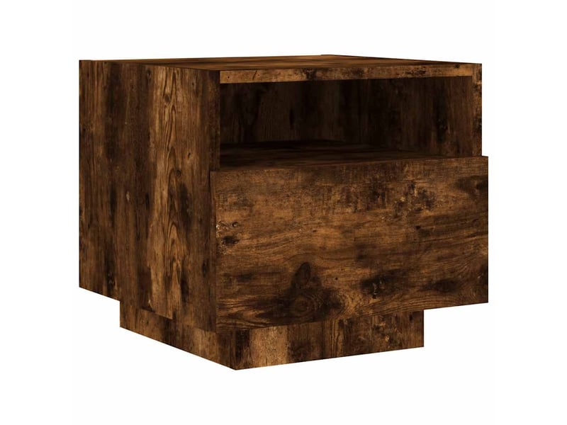 Table de chevet - cabinet de chevet - table de nuit avec lumières led chêne fumé 40x39x37 cm - Conforama D