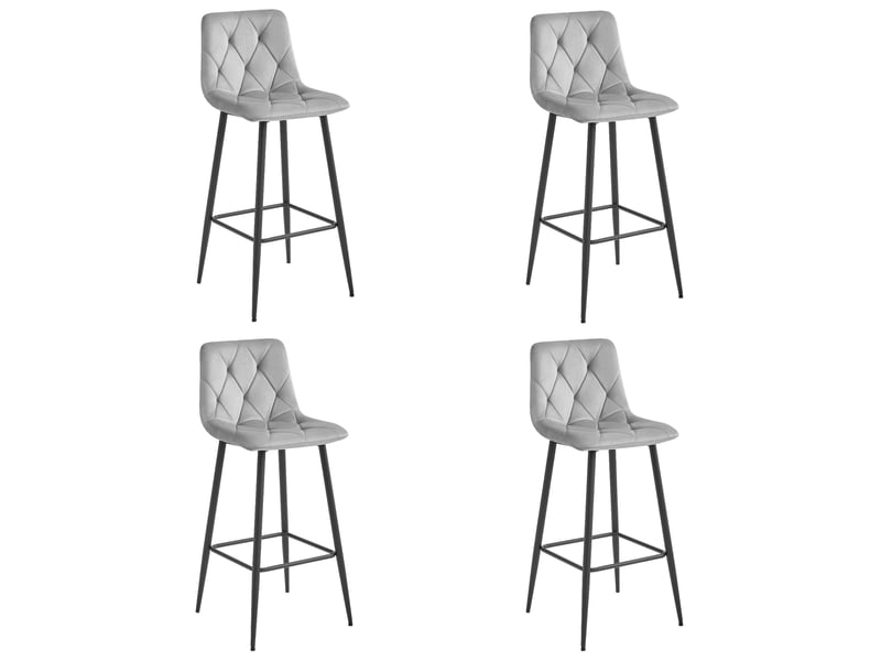 Family tabouret nado - velours gris argenté pieds noirs x 4  - Conforama A