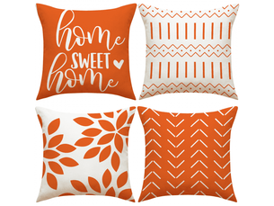 Lot de 4 housse de coussin - lot de 4 orange 45 x 45 cm d'oreiller taies d'oreiller décoratives pour la en plein air d'oreiller en
