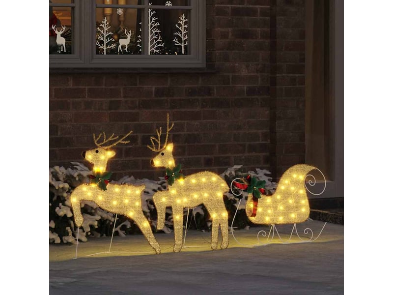 Lot de 3 rennes led, éclairage de noël, décoration de noël blanc chaud 43 x 18 x 66 cm tissu cf62081 - Conforama C