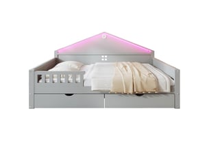 Lit avec rangement 140x200 cm <strong>DZMDIP</strong> <strong></strong> coloris gris