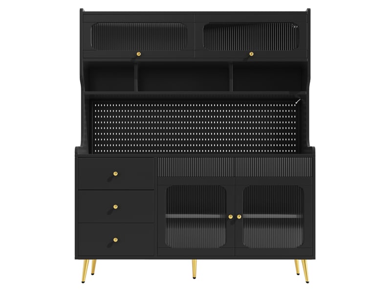  Buffet, éclairage led, rangement intégré, en verre, noir cao-N620GG260104S-conf-NEW - Conforama W