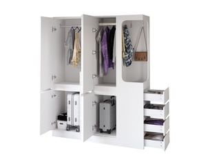 Armoire 4 porte(s) battante  4 tiroir(s) OKWISH  coloris blanc largeur 140 cm