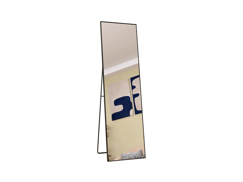 Miroir sur pied 140x40cm noir - miroir mural pleine longueur - cadre en alliage d'aluminium - verre trempé hd anti-explosion - Conforama A