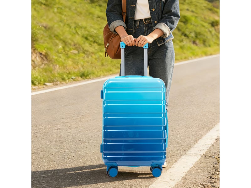Set de 4 valises rigides,14202428 pouces,avec serrure,pc,bleu - Conforama B