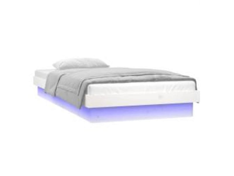  Lit simple- lit adulte -  cadre de lit à led sans matelas blanc 90x200 cm bois massif  - Conforama C