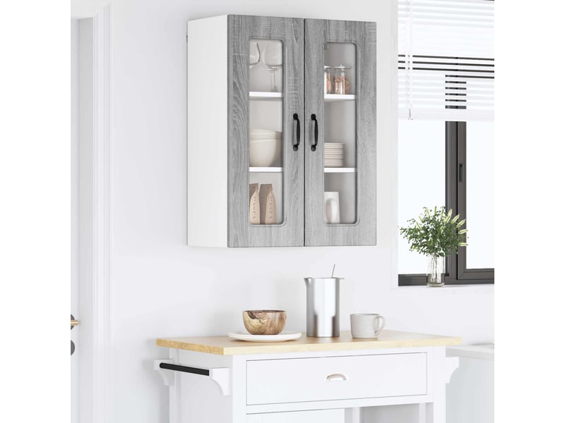 Meuble mural de cuisine | armoire de cuisine gris sonoma 60x31x80cm shl4203 - Conforama D