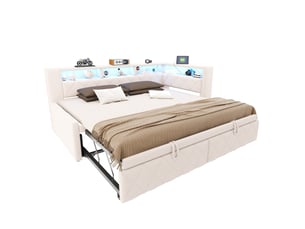 Lit banquette 90x200 cm MODERNLUXE   coloris beige